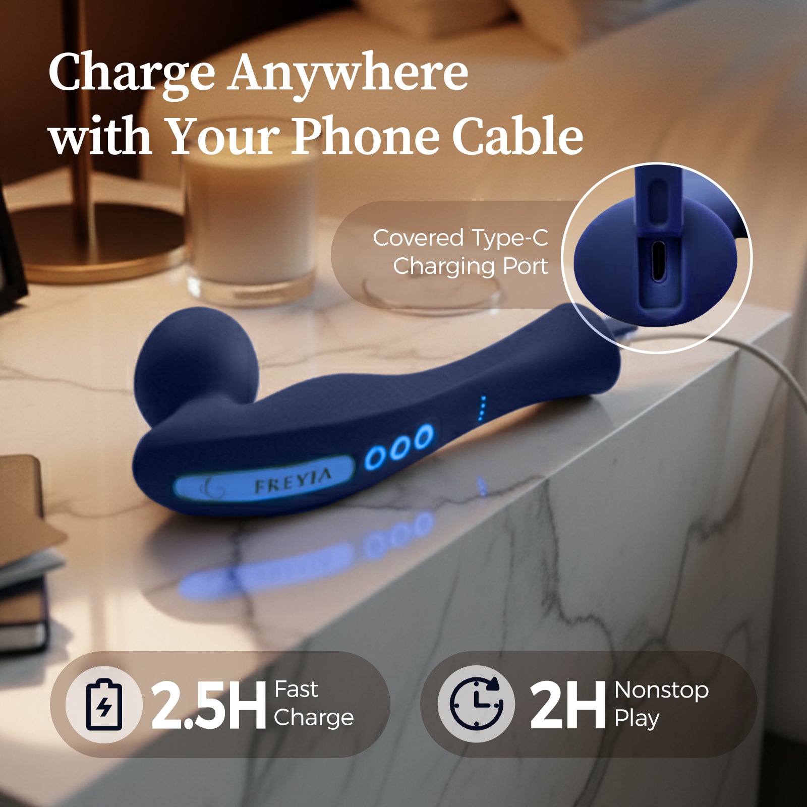 FREYJA Wand Vibrator for Women – Prussian Blue